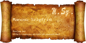 Mancsu Szigfrid névjegykártya